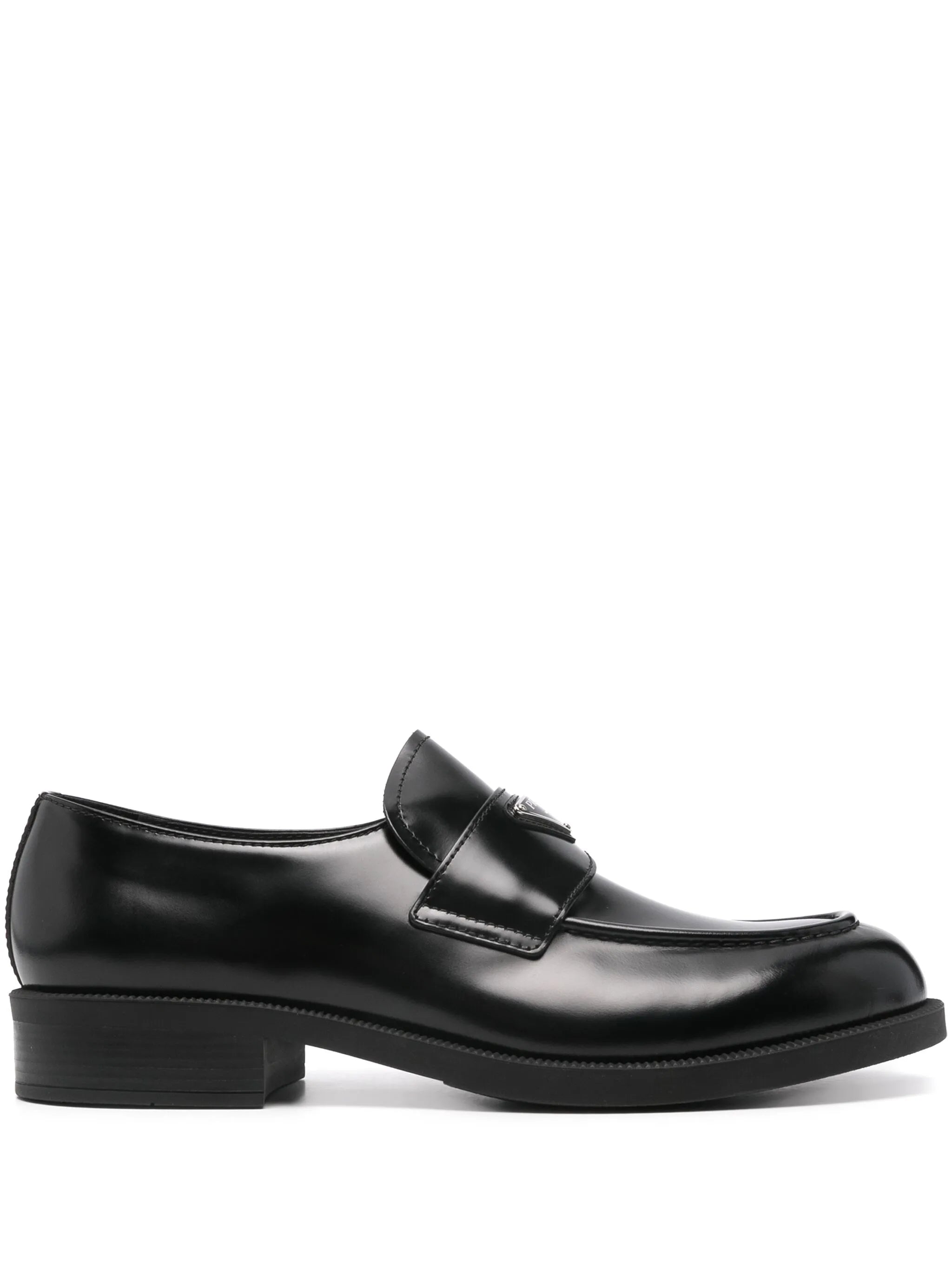 ローファー・オックスフォード PRADA BLACK LEATHER EQUAL LOAFERS PRADA 人気 プラダ チョコレート ブラッシュドレザー ローファー