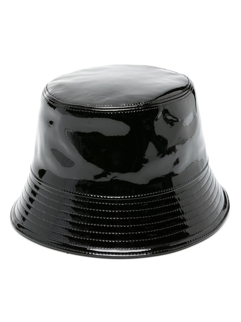 Prada Triangle-logo Patent-leather Bucket Hat | Prada Woman