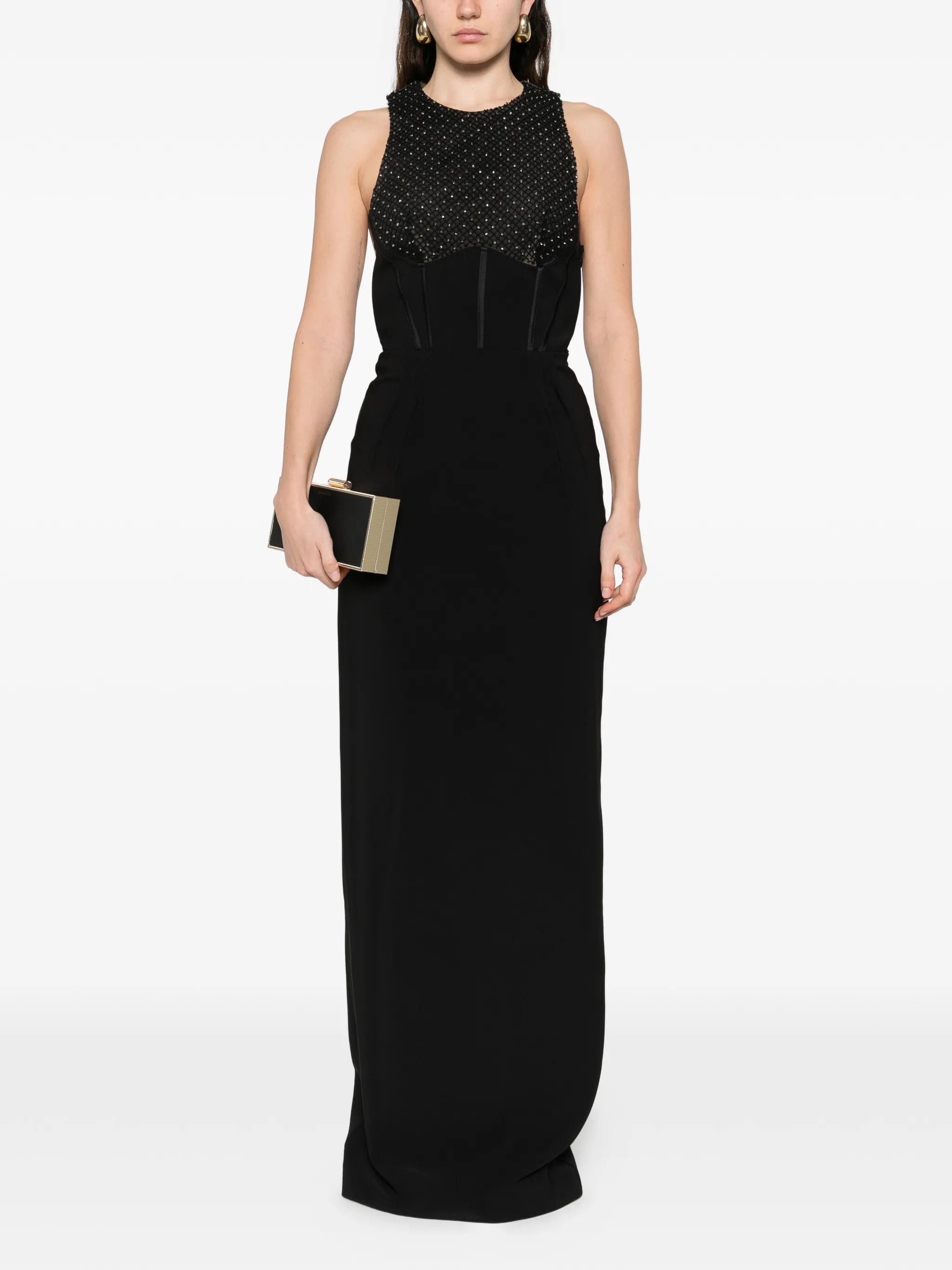 Elisabetta Franchi Crystal-embellished Open-back Maxi Dress