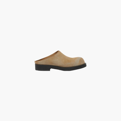 Beige washed suede biker mules by MM6 Maison Margiela