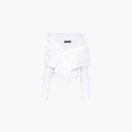 White off-the-shoulder wrap blouse by Balenciaga for women