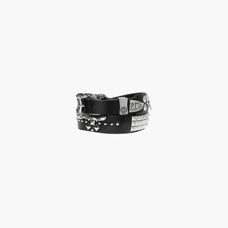 Black Gun Texas Serenade belt with studded engraved buckle by Enfants Riches Déprimés