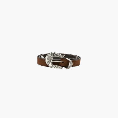 Dark brown suede leather belt by Eraldo