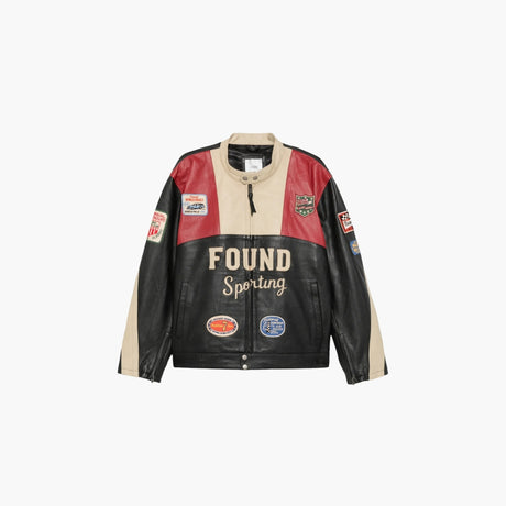 Racer Logo-patch Leather Jacket by Found