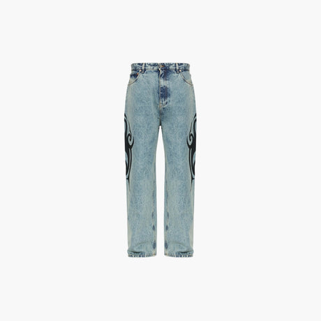 Blue graphic print jeans by Vetements for men