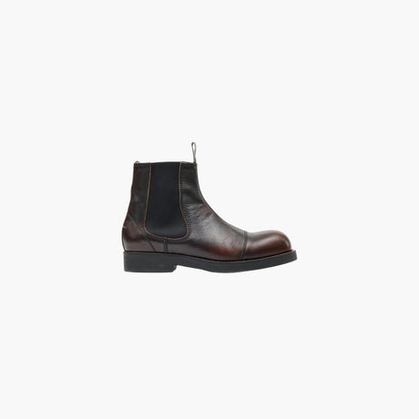 Brown brushed leather Chelsea boots by MM6 Maison Margiela