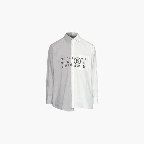 White and grey cotton poplin shirt by MM6 Maison Margiela