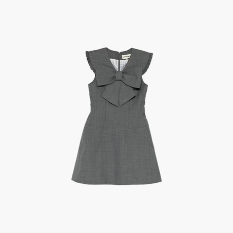 Bow detail ruffled shoulder grey mini dress by Shushu/Tong