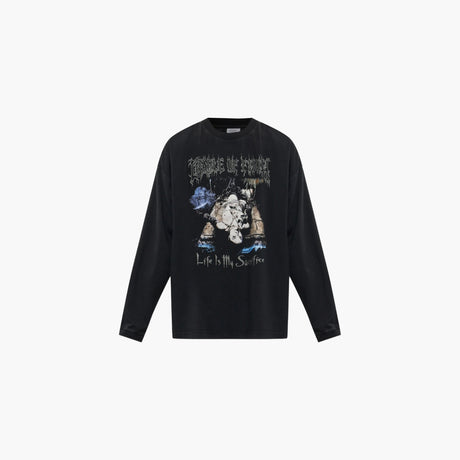 Black graphic print long-sleeve T-shirt by Vetements