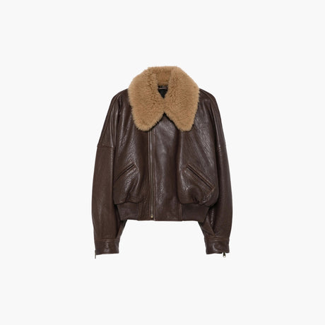 Brown leather jacket by Petar Petrov for women