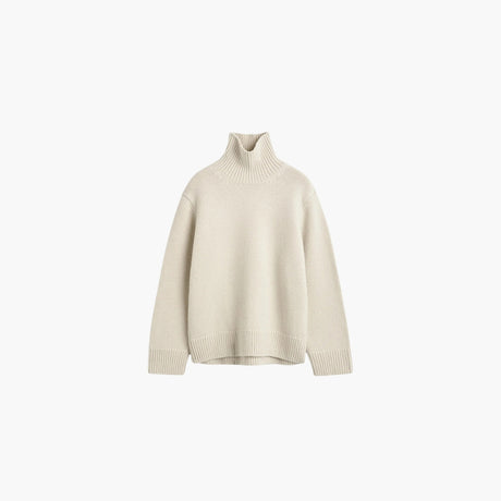 Almond oversized lambswool turtleneck sweater by Toteme for women