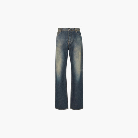 Fendi blue denim jeans with faded effect and straight-leg silhouette.