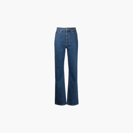 Khaite The Danielle blue stretch-cotton denim jeans with high waist, stovepipe leg, belt loops and five-pocket design.