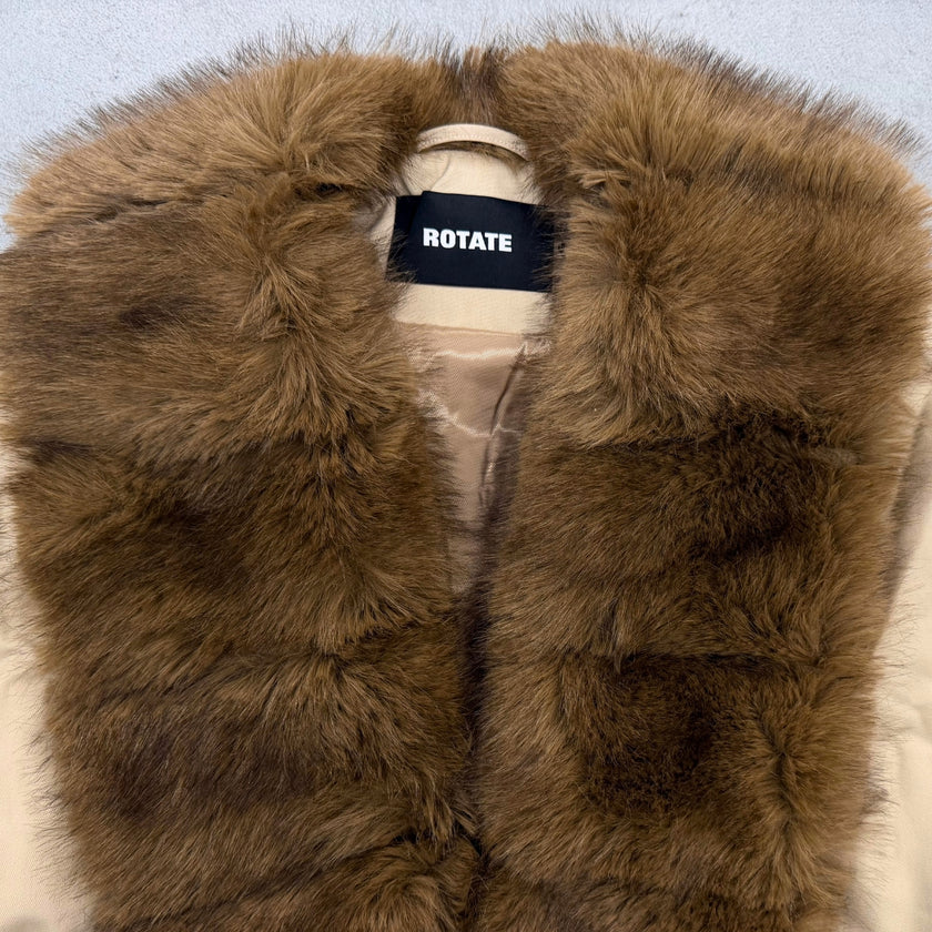 Women's New Arrivals 26 featuring a beige ROTATE Faux-Fur Collar Jacket