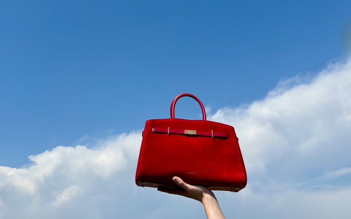 Women’s red leather luxury handbag 