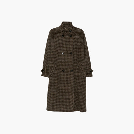 Sessùn Selva women's coat in brown and black with a checked pattern.