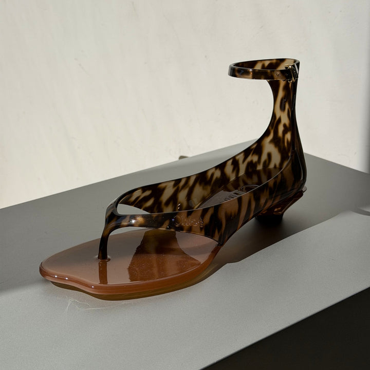 Leopard print jelly thong heels by Chloé from the Spring Summer womens shoes selection