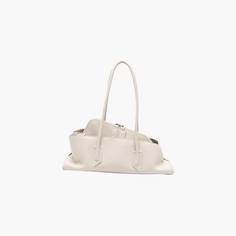 The Attico Small La Passeggiata leather shoulder bag in ice white